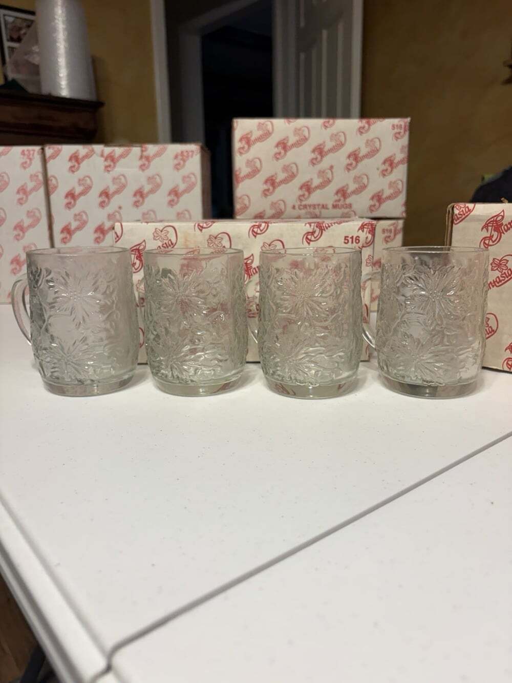 Princess House Fantasia Coffee Mugs 3 sets of 4 (516) Mint In Box